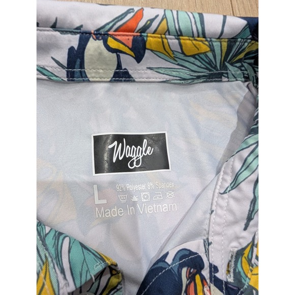 Waggle Golf Men's Polo Shirt Toucan Tropical Performance All Over Print Large - Picture 3 of 6